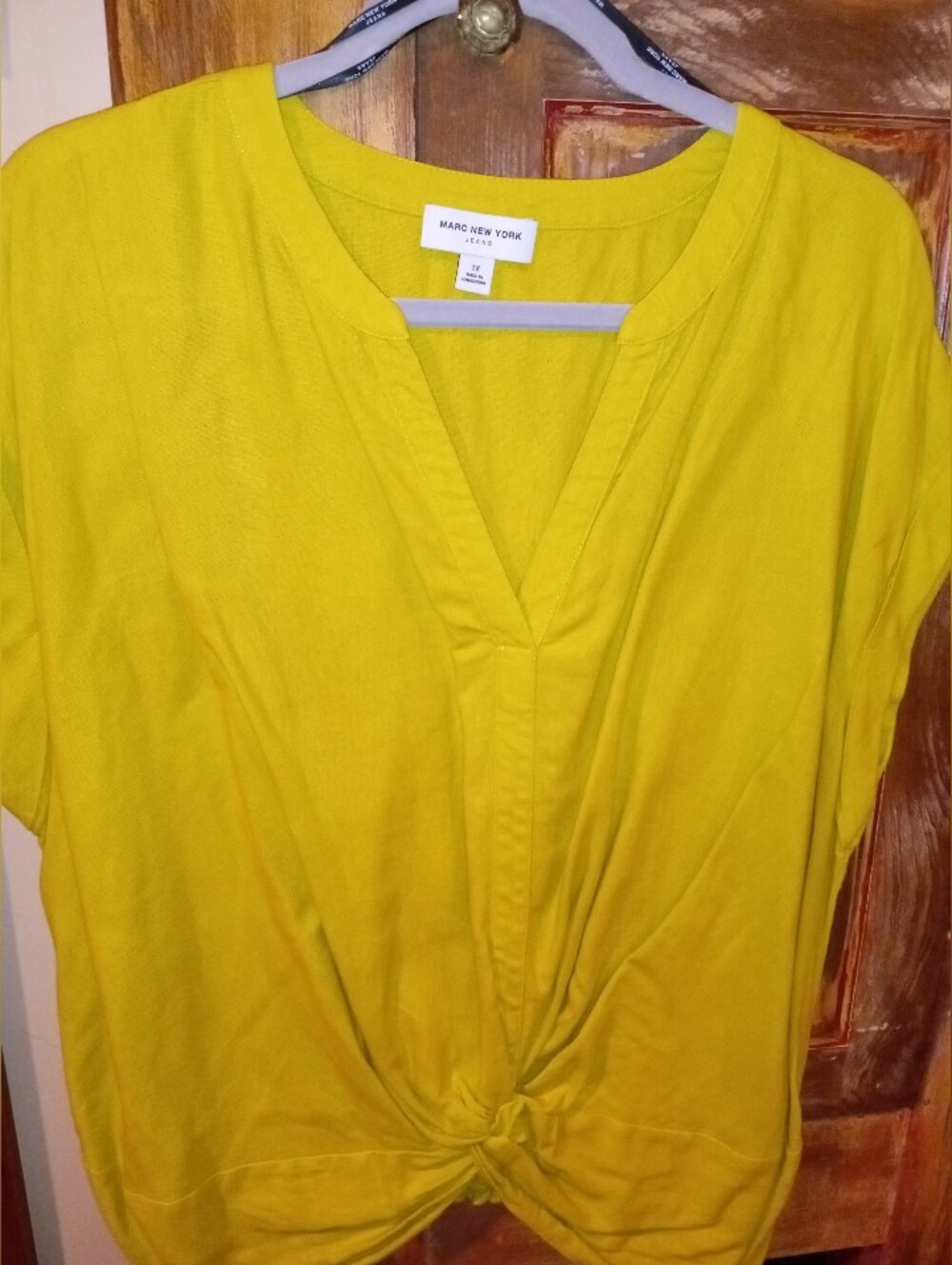 Marc New York Lime Green Knot-Front V-Neck Tunic